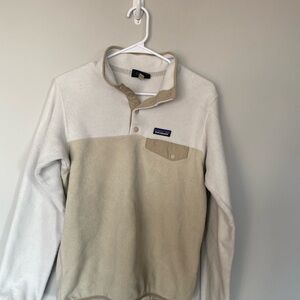 Patagonia Cream and Tan Synchilla Snap-T Fleece Pullover